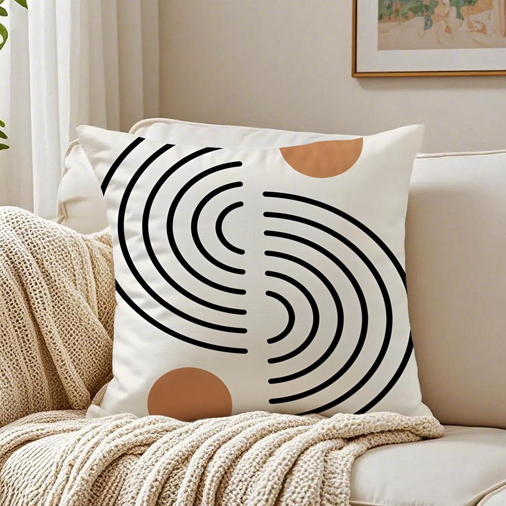 Nordic Abstract Art Pillow Case Double-Sided Plush Sofa Cushion Covers Organic Breathable Invisible Zipper