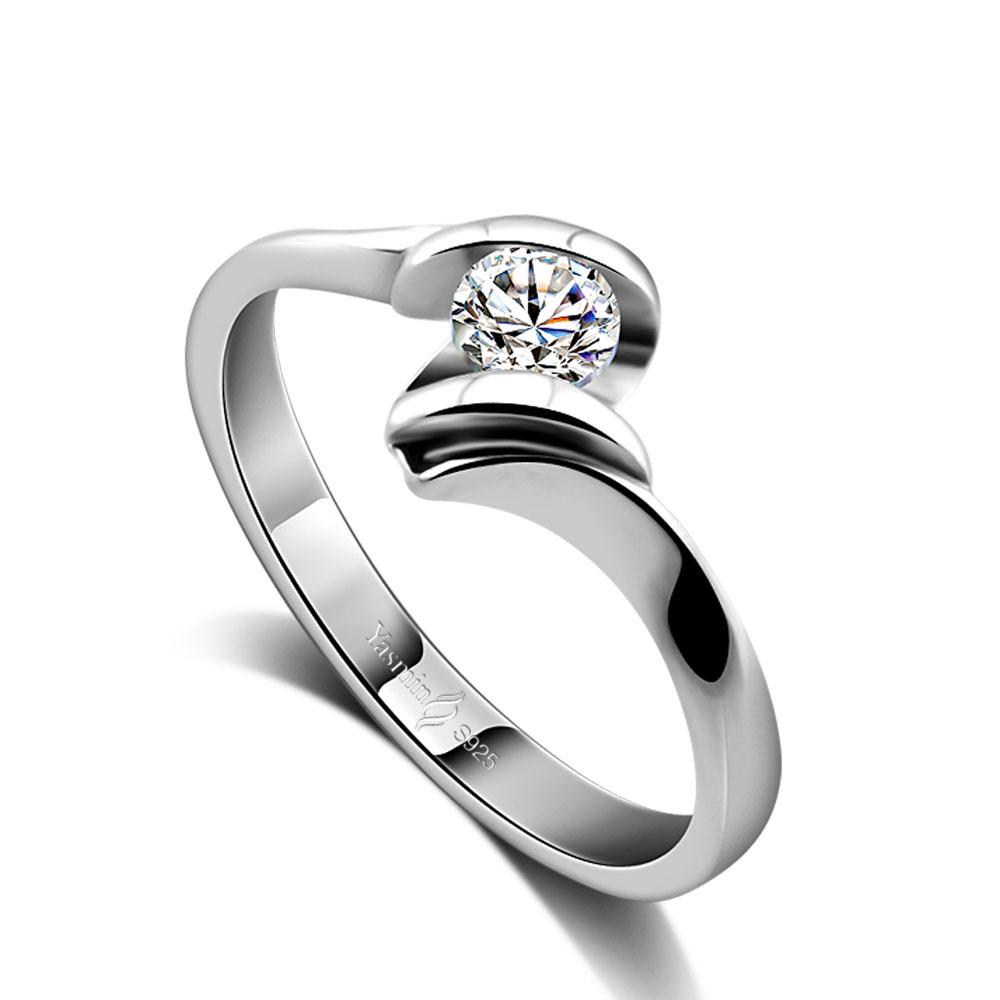 Ol Lady Ring 5A Zircon Women'S Platinum-Plated Imitation Diamond Wedding Ring Simple Single Ring