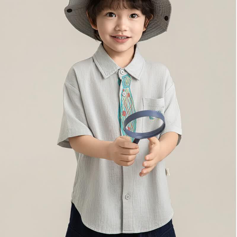 Youyou Boys  Hand-Painted Print Short-Sleeve Casual Shirt 120 cm