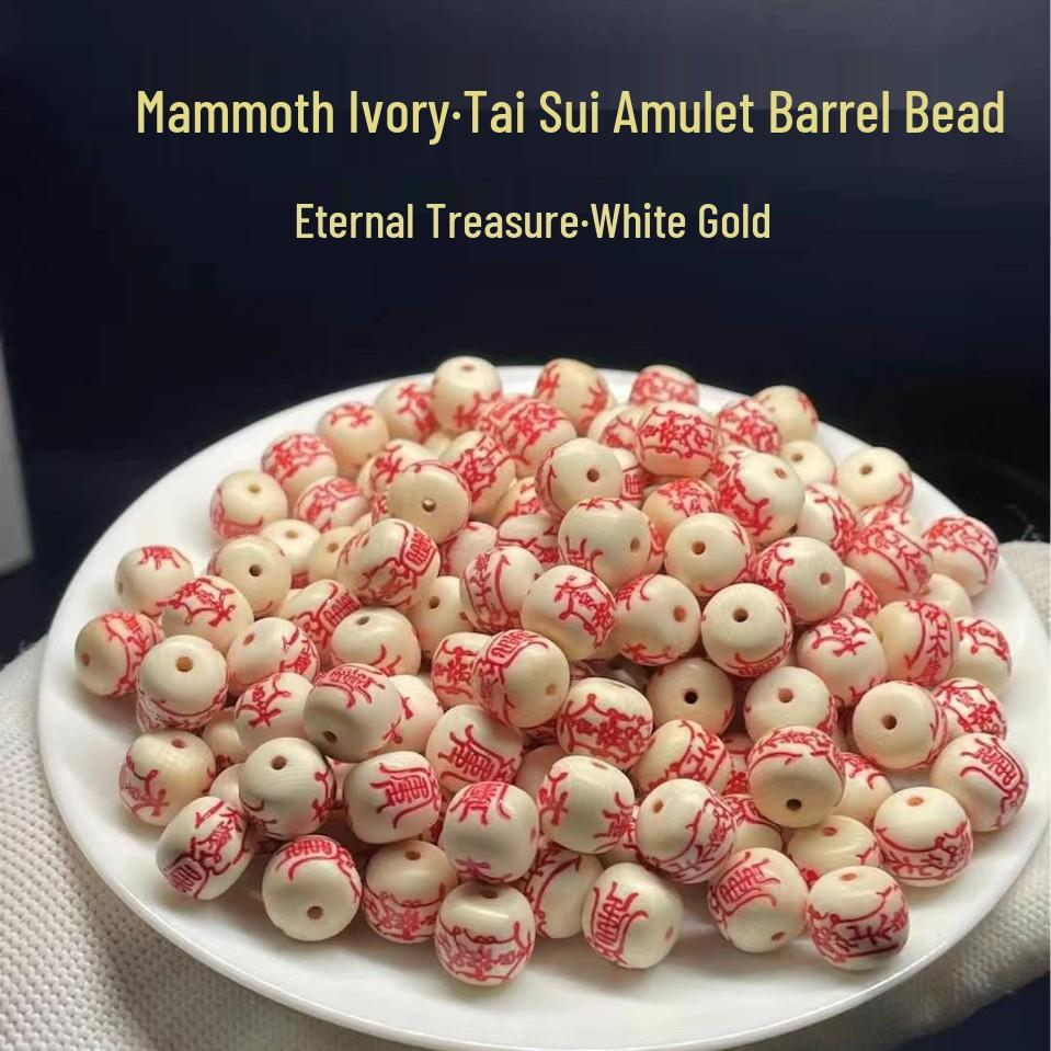 Mammoth Ivory Tai Sui Old-Style Spacer Bead Wenwan Rosary Bracelet