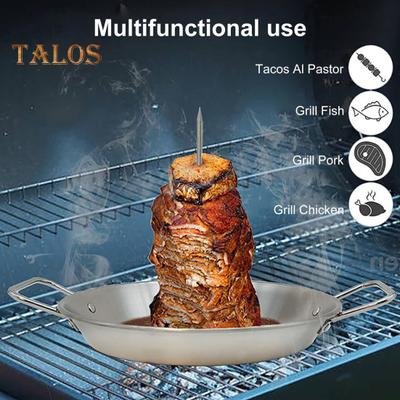 Al Pastor Skewer Vertical Skewer for Grill 9 Inch Stainless Steel Skewer Stand with 3 Removable Spikes Brazilian Vertical Spit Stand Shawarma Holder