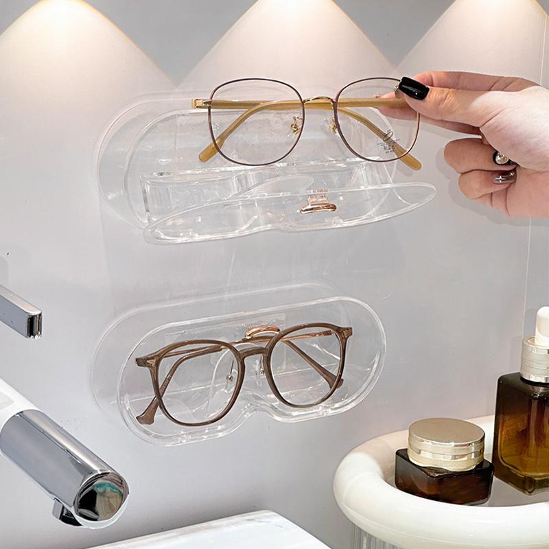 Flip Cover Design Glass Display Cabinet Glasses Storage Box Wall Mounted Punch Free Sunglasses Storage Rack Sunglass Home Tidy