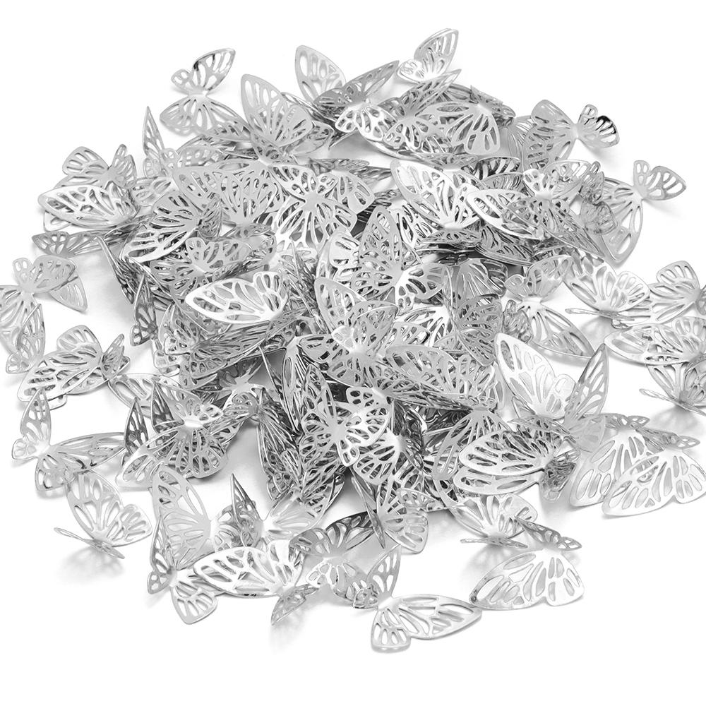 30-50pcs/Lot Iron Hollow Butterfly Accessories DIY Home Decoration Charm Beads for Jewelry Making Hair Accessory Production