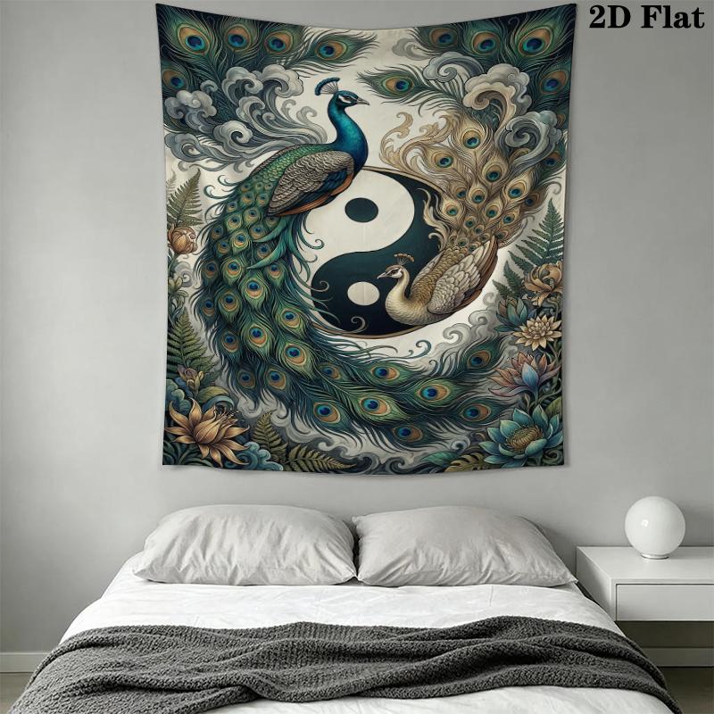 Peacock Wall Tapestry Aesthetic Wall Hanging Printed Fabric Blanket Decorative Tapestries for Bedroom Living Room Home Decor