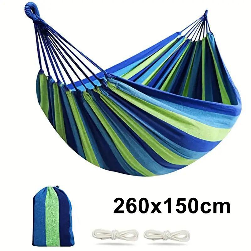 Outdoor Canvas Camping Hammock Anti Rollover Portable Thicken Fabric Single & Double Hammock with Carry Bag for Patio, Backyard