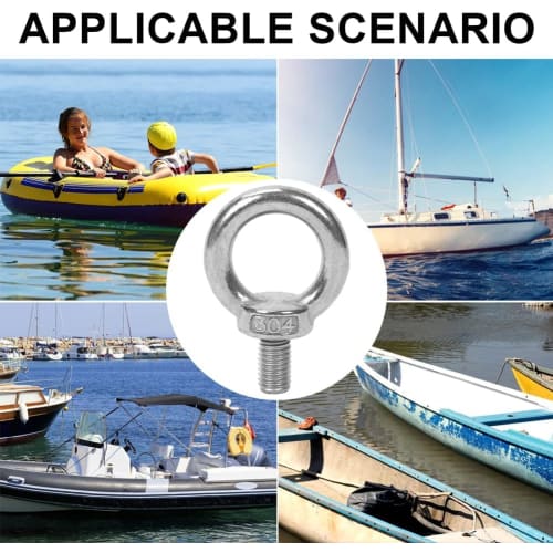 Set of 10 M6 12mm Eye Bolts, Screws, and Bolts with M6 Female Threads, Nuts, and Screws, for Fixing and Hanging, Stainless Steel, Corrosion-Resistant,