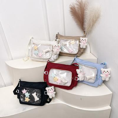 2025 College Style Versatile Class Loading Book Simple Large Capacity Lightweight Leisure Bag Female Transparent Bar Shoulder Pain Bag