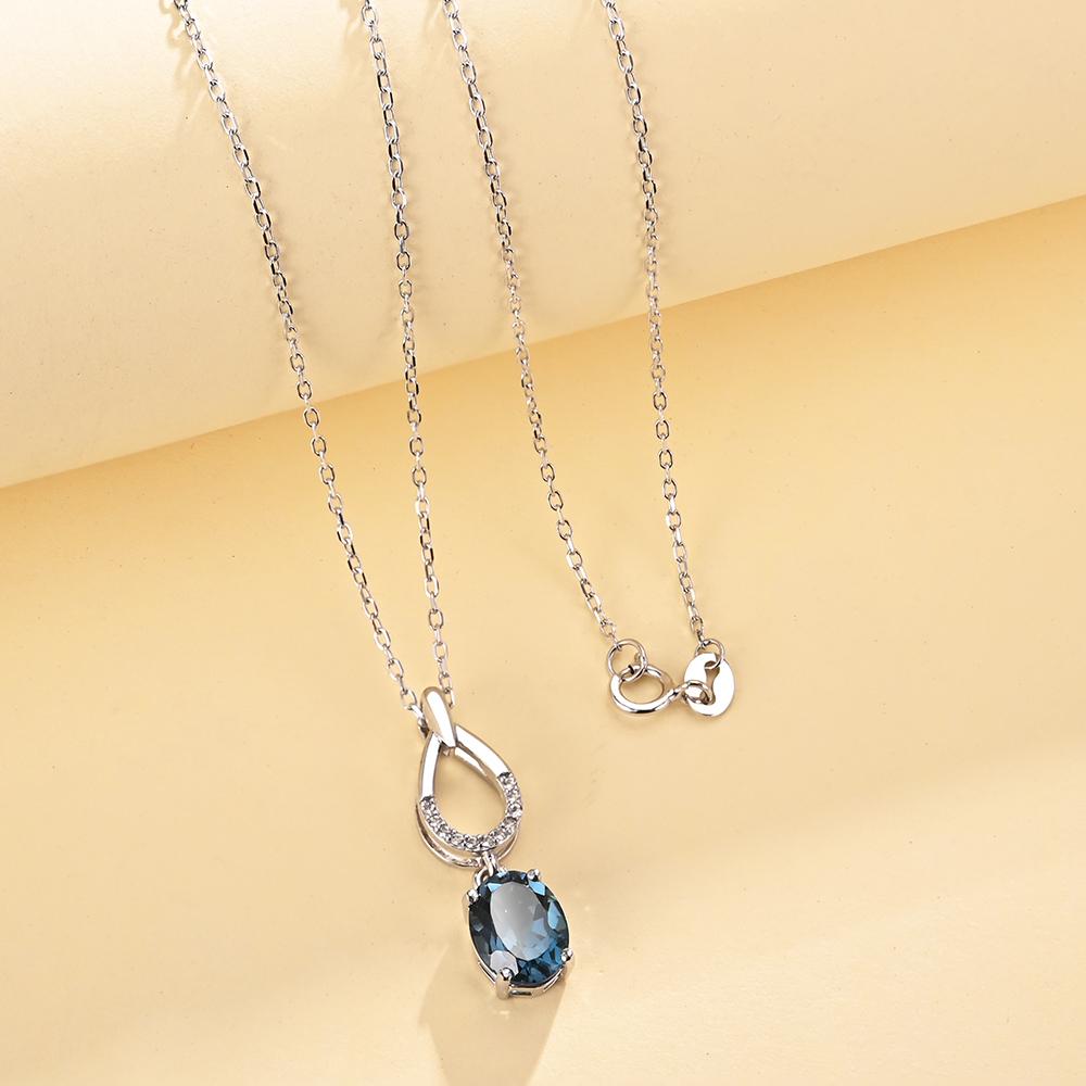 925 sterling silver Natural London blue topaz gemstone Earring Ring pendant necklace fine jewelry for women Anniversary and Engagement Gift