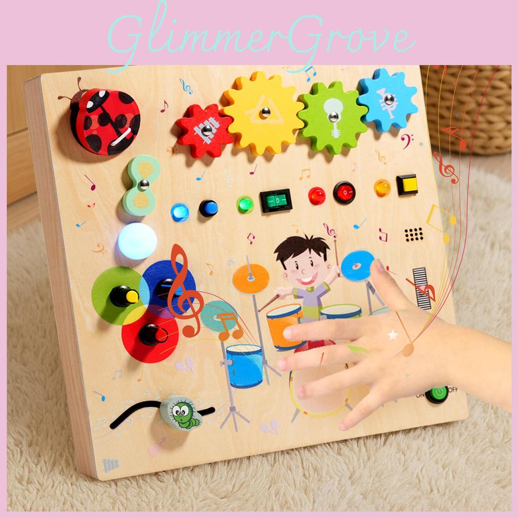 Learning Wooden Early Toy With Touching Drum And Lightup Features Children For
