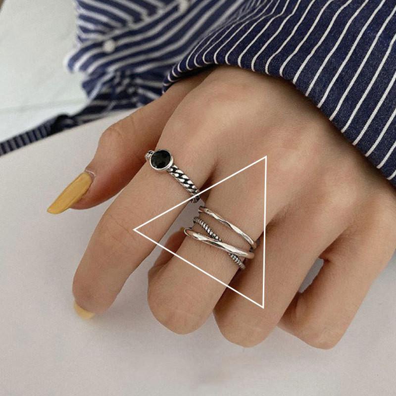 Stylish Korean 925 Silver Cross Twisted X Ring For Women Adjustable Fashion Accessory