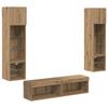 LED TV Wall Unit Wall Mounted 6 Pcs Artisan Oak Wood Based Panel