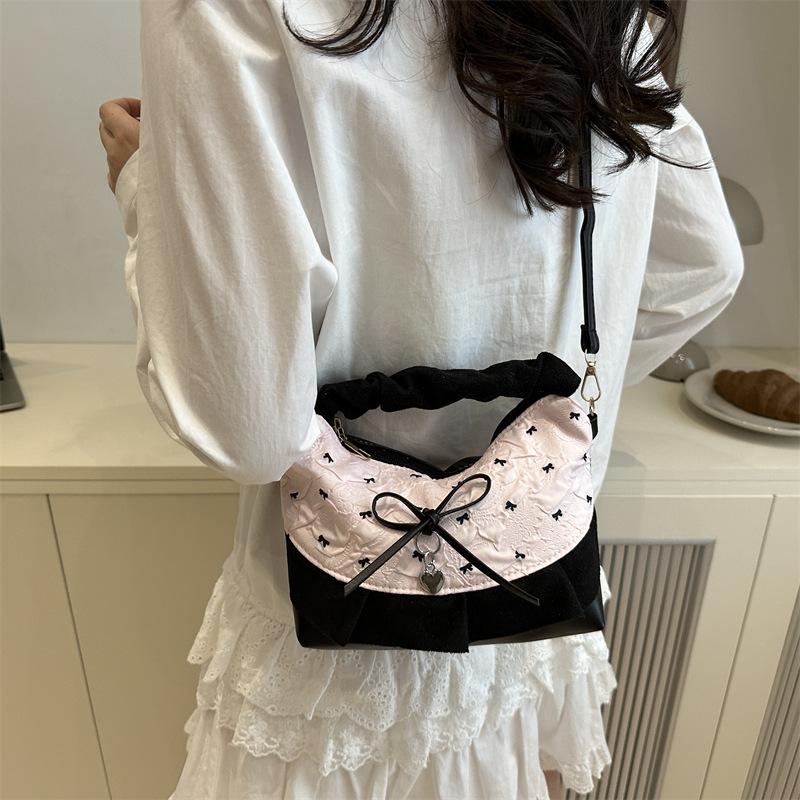 Korean Sweet Small Fresh Messenger Bag Women's 2025 Summer New Retro Red and Blue Contrasting Color Plaid Handbag Bag