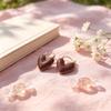 French-style coffee heart ear clip for women, niche design earrings, daily fashion, minimalist, cool style