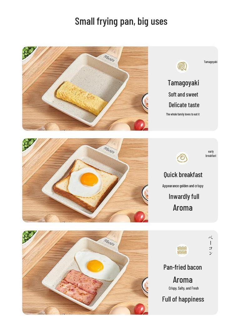Mingjue Non-stick Japanese Atsuyaki Tamagoyaki Square Frying Pan with Maifan Stone for Eggs