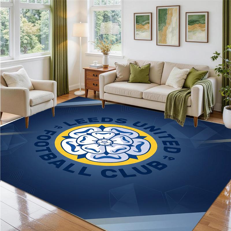 Leeds United Design Crystal Velvet Rug Soft Decorative Mat for Bedroom Entrance