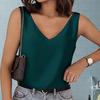 Women Tank Top V-neck Solid Color Sleeveless Low-cut Loose Daily Wear Pullover Satin Women Summer Vest Women Clothes