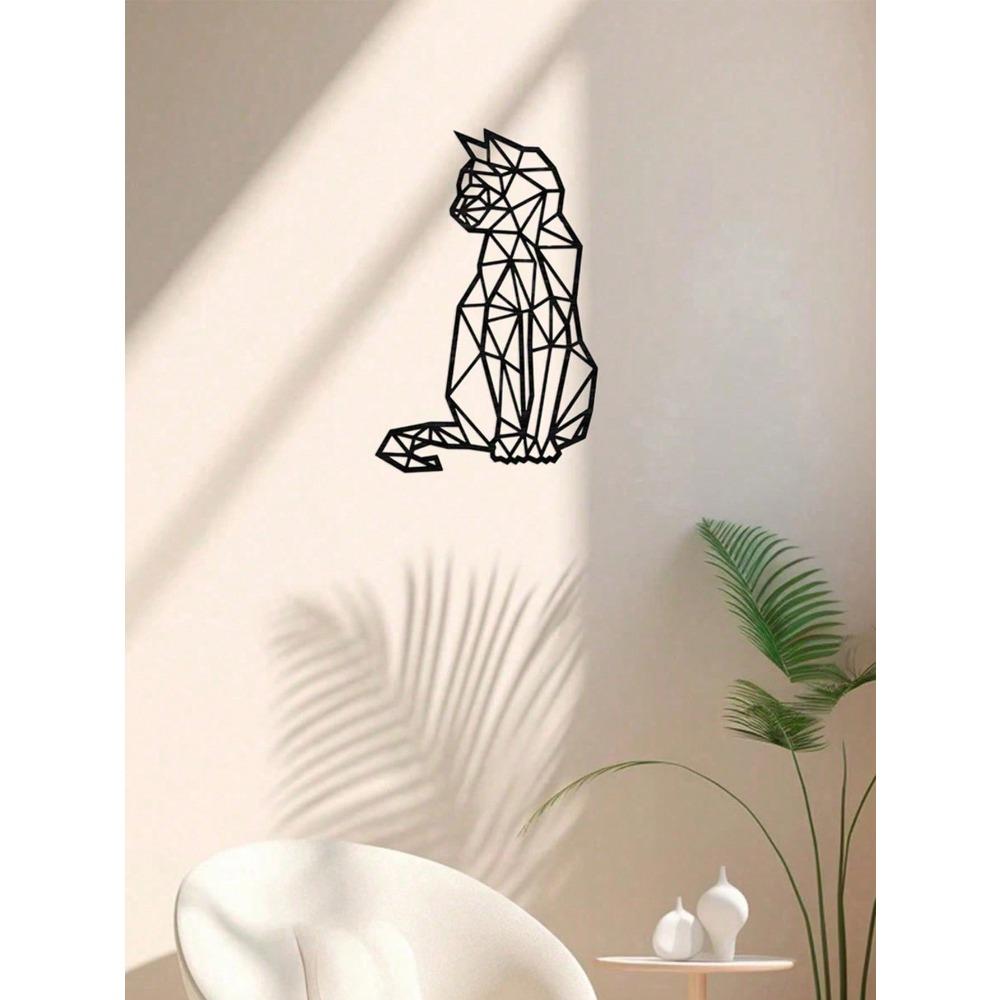 Wrought Iron Wall Decor Art Geometric Cat Metal Laser Cut Polygon
