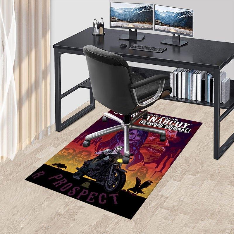 1pc Sons of Anarchy Themed Office Carpet Chair Mats - Durable Polyester Rug for Home Theater, Office, Dorm Room Decor - tA08