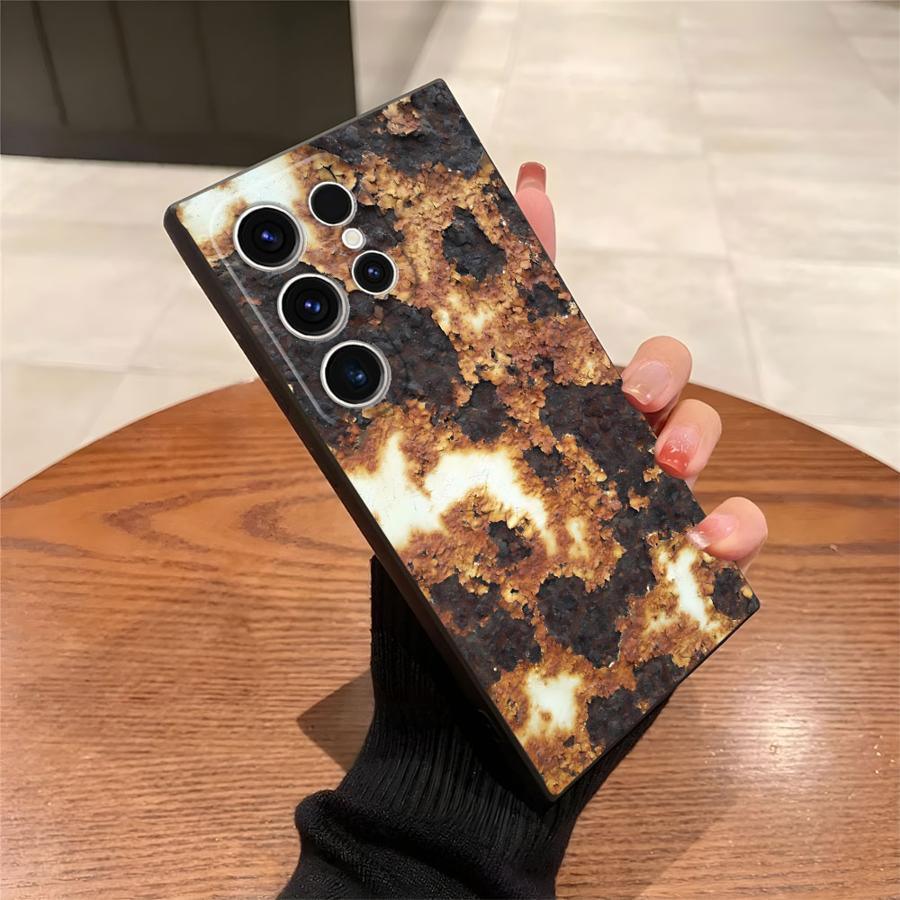 Retro Rust Design Case for Samsung Galaxy S23 Ultra S24 Plus S25 Edge S20 S21 FE Black Soft Phone Cover