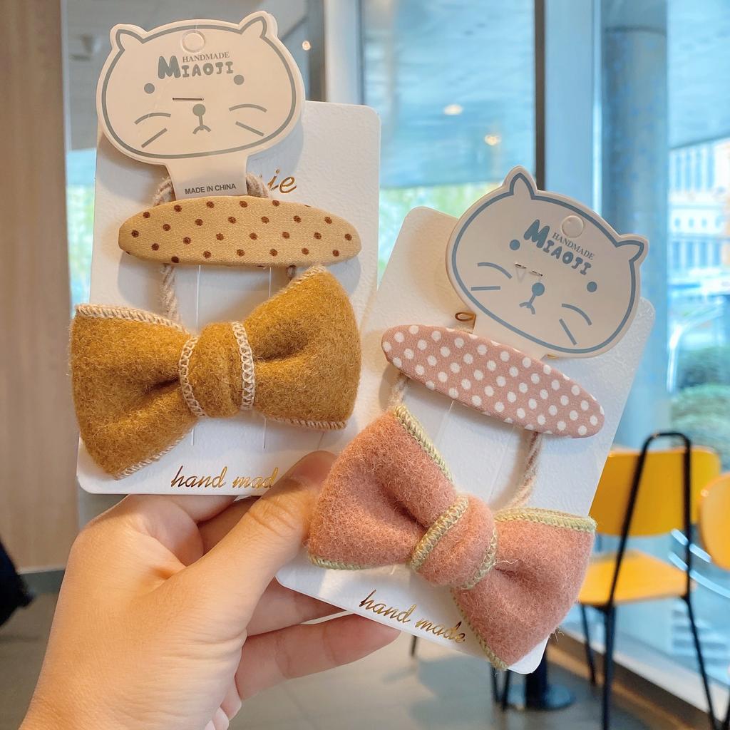 Snur de păr din lână prins fluture pentru copii carouri cu buline Agrafă BB florală mică Accesorii de păr vintage pentru fetițe