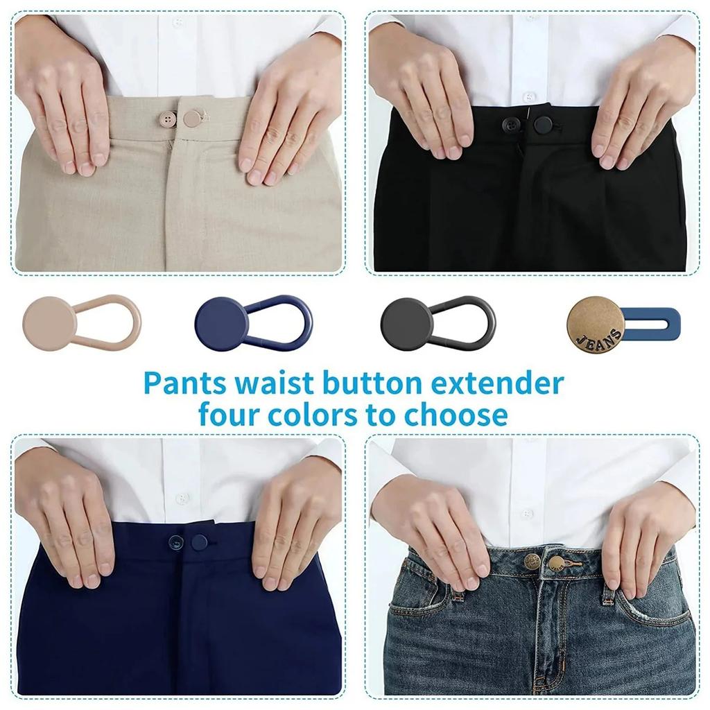 12PCS Button Extenders For Jeans Pants Button Extender Waist Extenders For Pants For Women For Men No Sewing Instant Waistband Extension