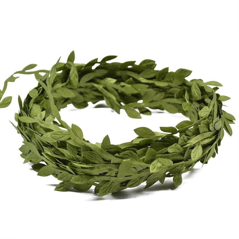 10 Meter Silk Leaf-Shaped Handmake Artificial Green Leaves For Wedding Decoration DIY Wreath Gift Scrapbooking Craft Fake Flower