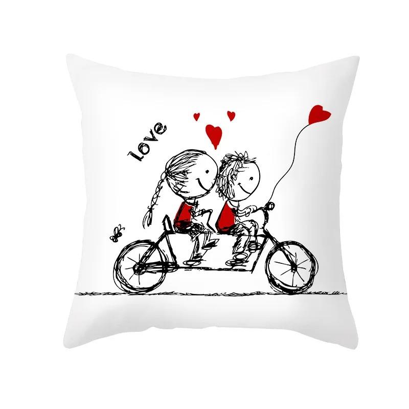 Simple Strokes Love Heart Decorative Pillowcase Office Living Room Home Pillowcase Car Ornaments