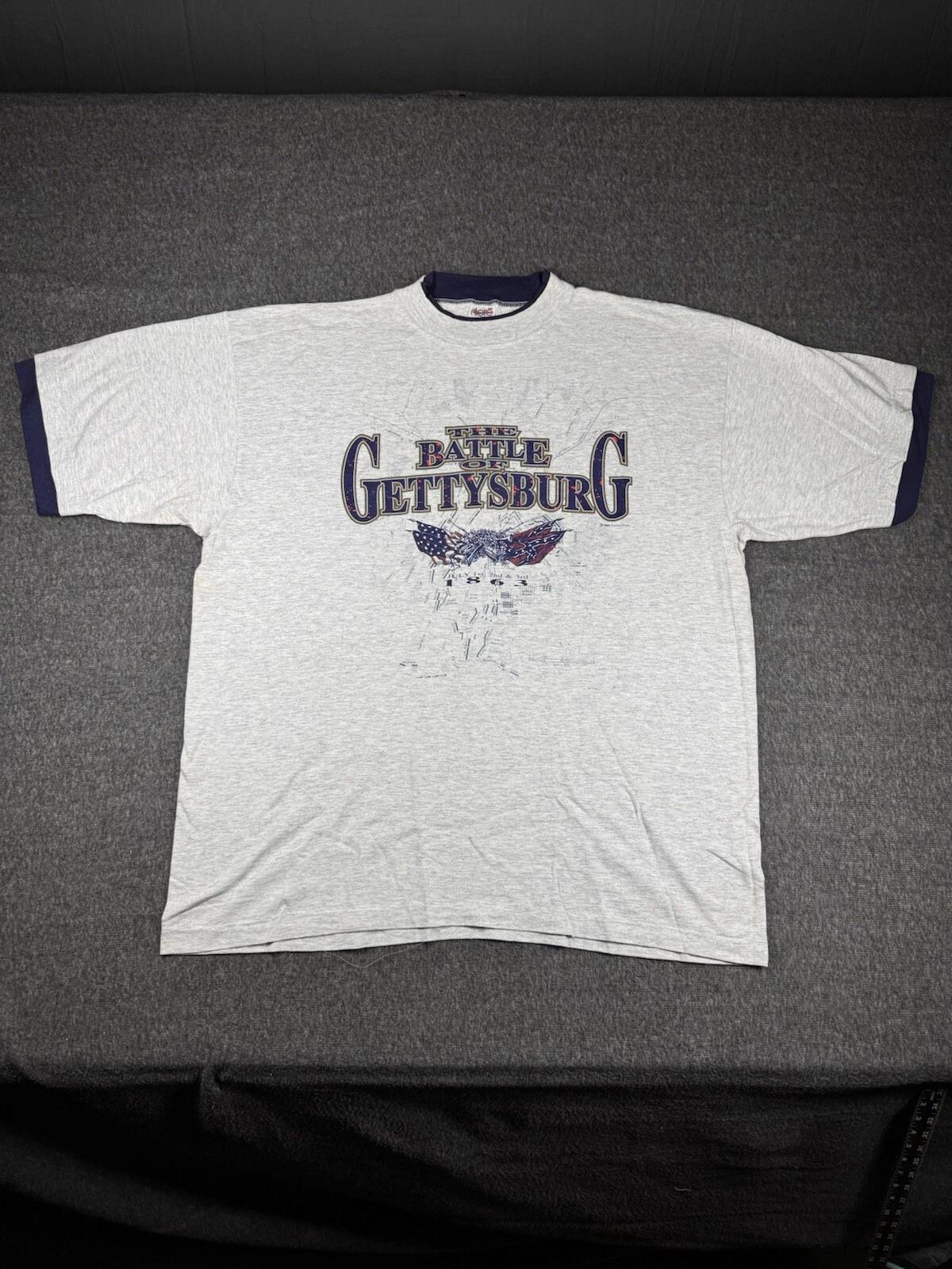 Alore Civil War Shirt Mens Size XXL Gray 1992 Battle Of Gettysburg graphic print L