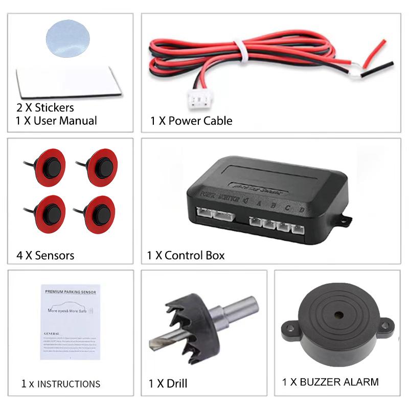 Parking Sensor 6 Colors 16.5mm Flat Sensor Reverse Radar Sound Buzzer Alarm Sound