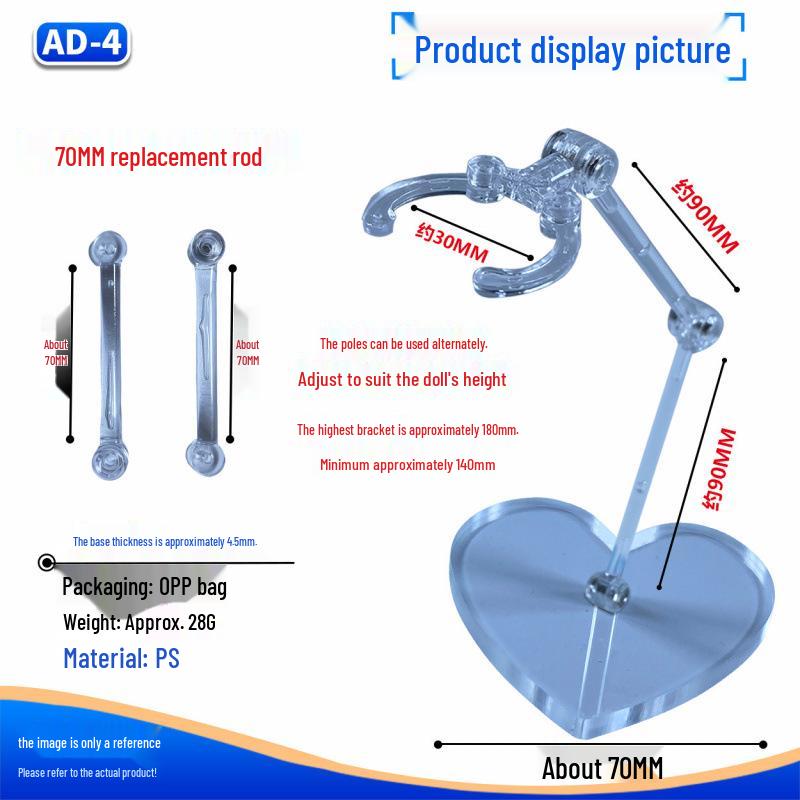 Transparent Acrylic Doll Display Stand with Support Base