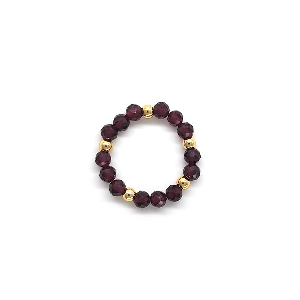 Vlen Boho Stackable Rings for Women Dainty Natural Stone & Gold Beaded Stacking Rings Minimalist Bohemian Jewelry Daily Gifts