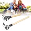 Garden Hand Rake 5 Steel Tines Wooden Handle Ergonomic Design Claw Cultivator for Tilling Loosening 