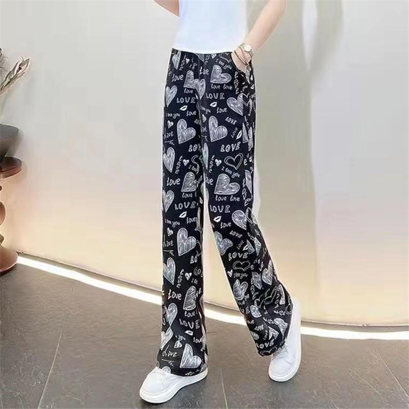 

M~4XL Женские спортивные брюки Peach Heart Wide-Leg 2025 - Повседневная домашняя одежда Nine-Point 4XL