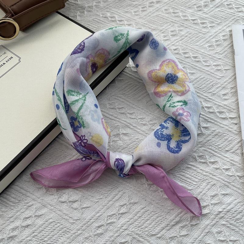 58*58cm Baumwoll-Quadrat-Schal Bandana, Kopfbedeckungen für Frauen, Kopftuch Taschentuch, Quadratischer Schal Stirnband, Vielseitige Schals für Frauen