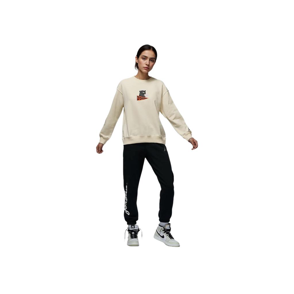 Jordan Brooklyn Fleece Bequemes Weiches Rundhals Langarm Sweatshirt Damen Sweatshirt Kokosmilch HV1749-113