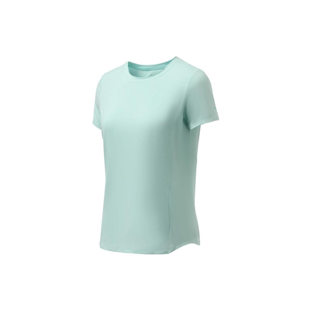 Li Ning Training Series Solid Color Ice Feel Comfortable Round Neck Pullover Short Sleeve T-Shirt Women Tops Light-Blue ATSR334-3