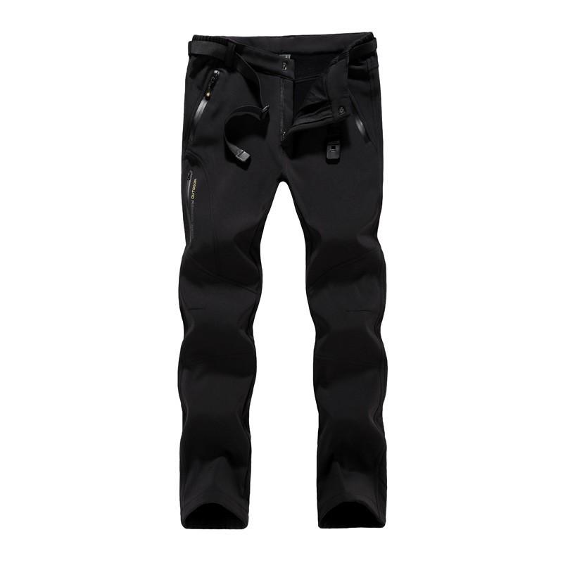 Mens Womens Winter Fleece-Lined Softshell Pants Windproof Thermal Hiking Skiing Outdoor Trousers