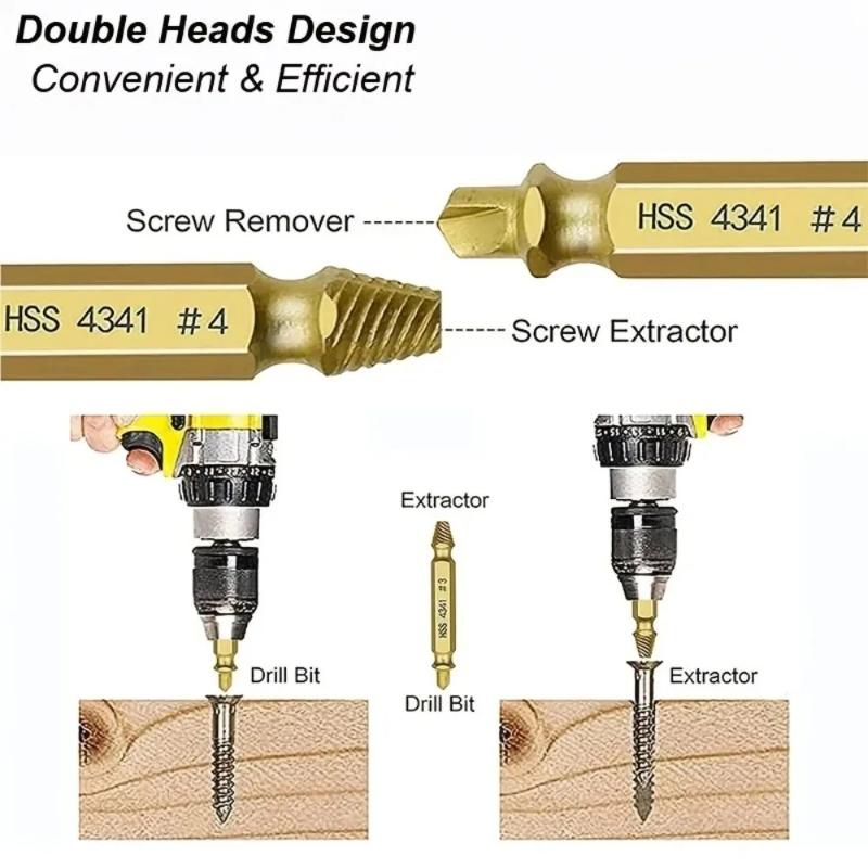 Double Head Screw Extractor High-speed Steel Double Head Broken Wire Extractor Sliding Thread Screw Easy To Disassemble