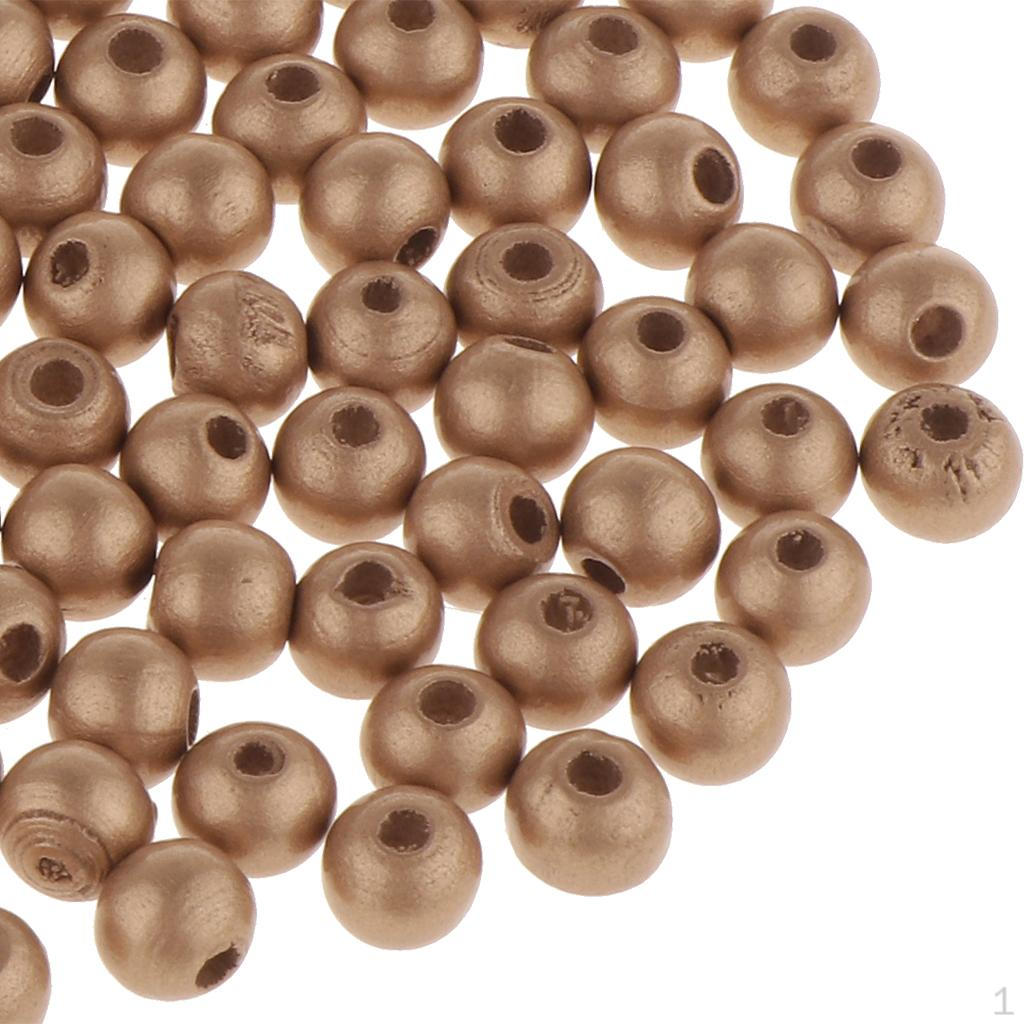 

200 Pcs Wooden Beads Large Hole Spacer Bead Jewelry Making Charm золотистий