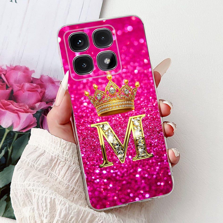 For Xiaomi 14T Pro 5G Case Luxury Crown Letters Soft Silicone Couple Phone Cover For Xiaomi 14T Mi14T 14TPro 2024 Protect Shells