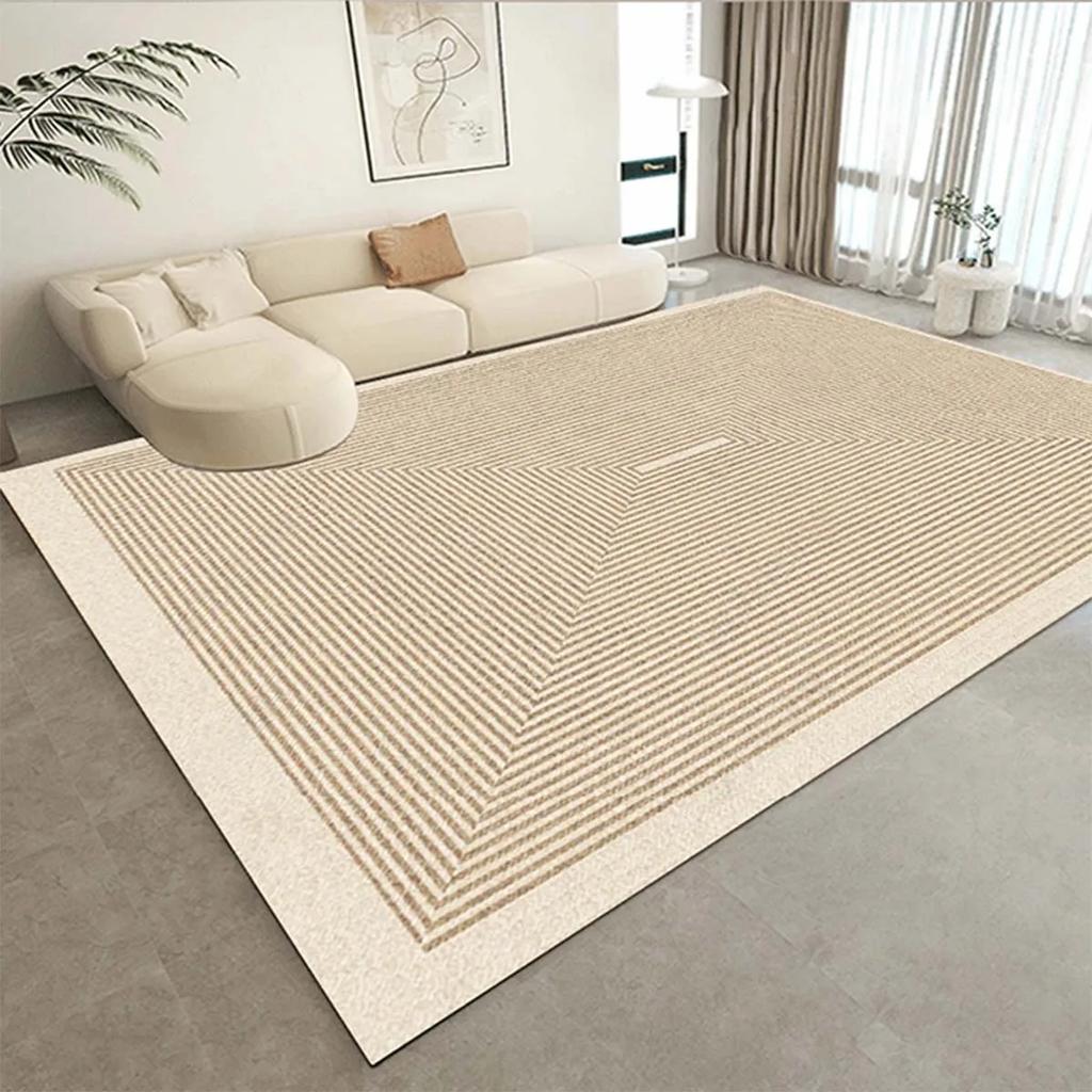 Cream Beige Striped Carpet for Living Room Big Size Non-slip Floor Mats Machine Washable Area Rugs Home Bedroom Soft Plush Rug