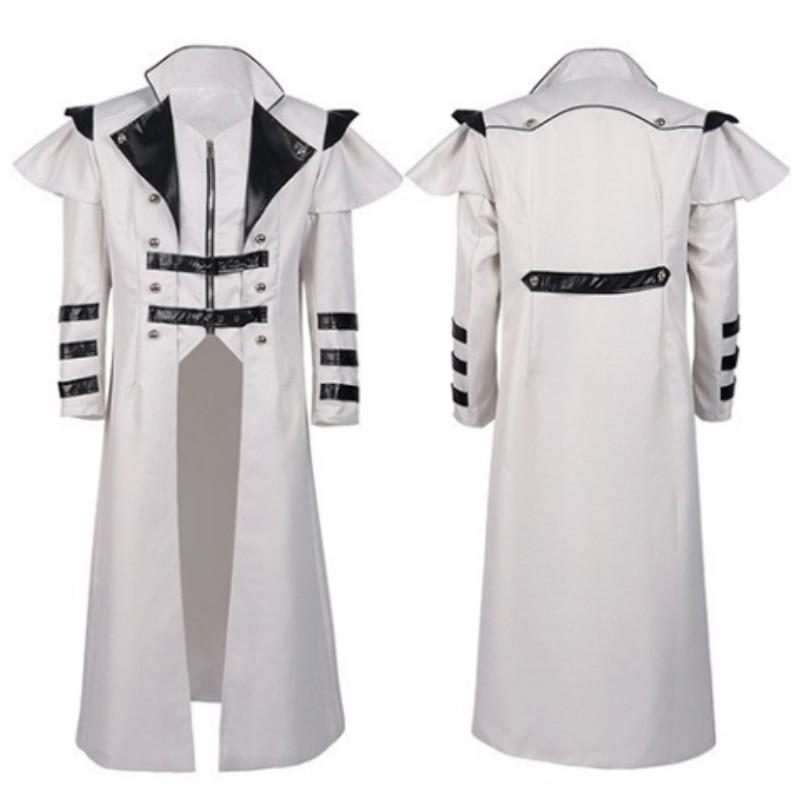 

Винтажный Хэллоуин Панк Тренч Пальто Темперамент Джентльмен Разрез Длинное Пальто 3XL