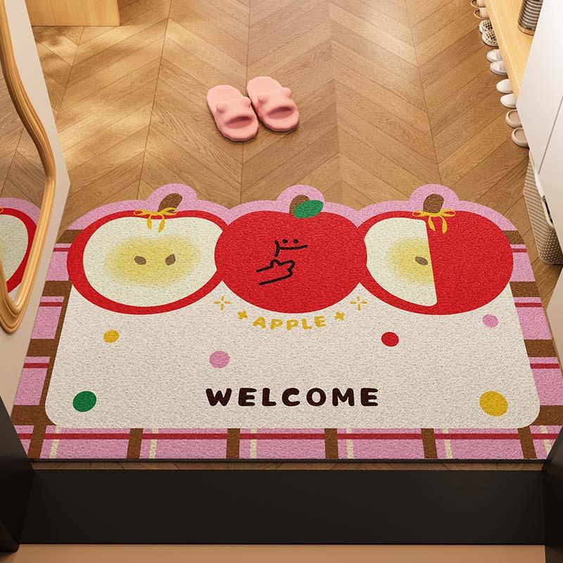 Cartoon Apple Entry Door Floor Mat Can Be Cut Silk Ring, Dirt-Resistant And Easy To Take Care Of, Entrance Door Floor Mat Entry Door Mat