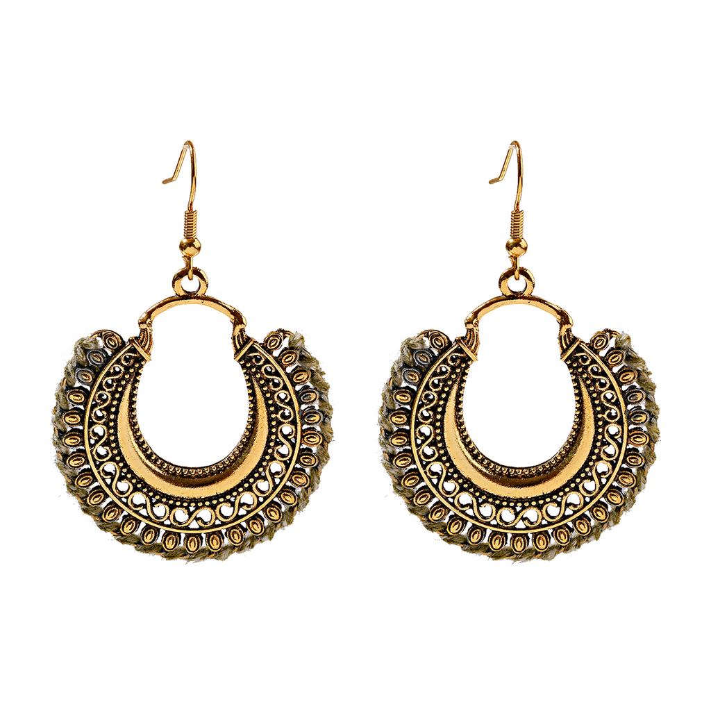 Indian Jhumka Zircon Vintage Bell Tassel Earring Boho Antique Ethnic copper Plated Drop Hanging Earrings For Women Pendientes