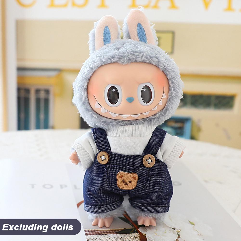 For 17cm Labubu Doll Clothes Fashion Piggy Overalls Doll Clothes Color Match Hoodies Dolls Accessories Cute Decoration Little Clothes
