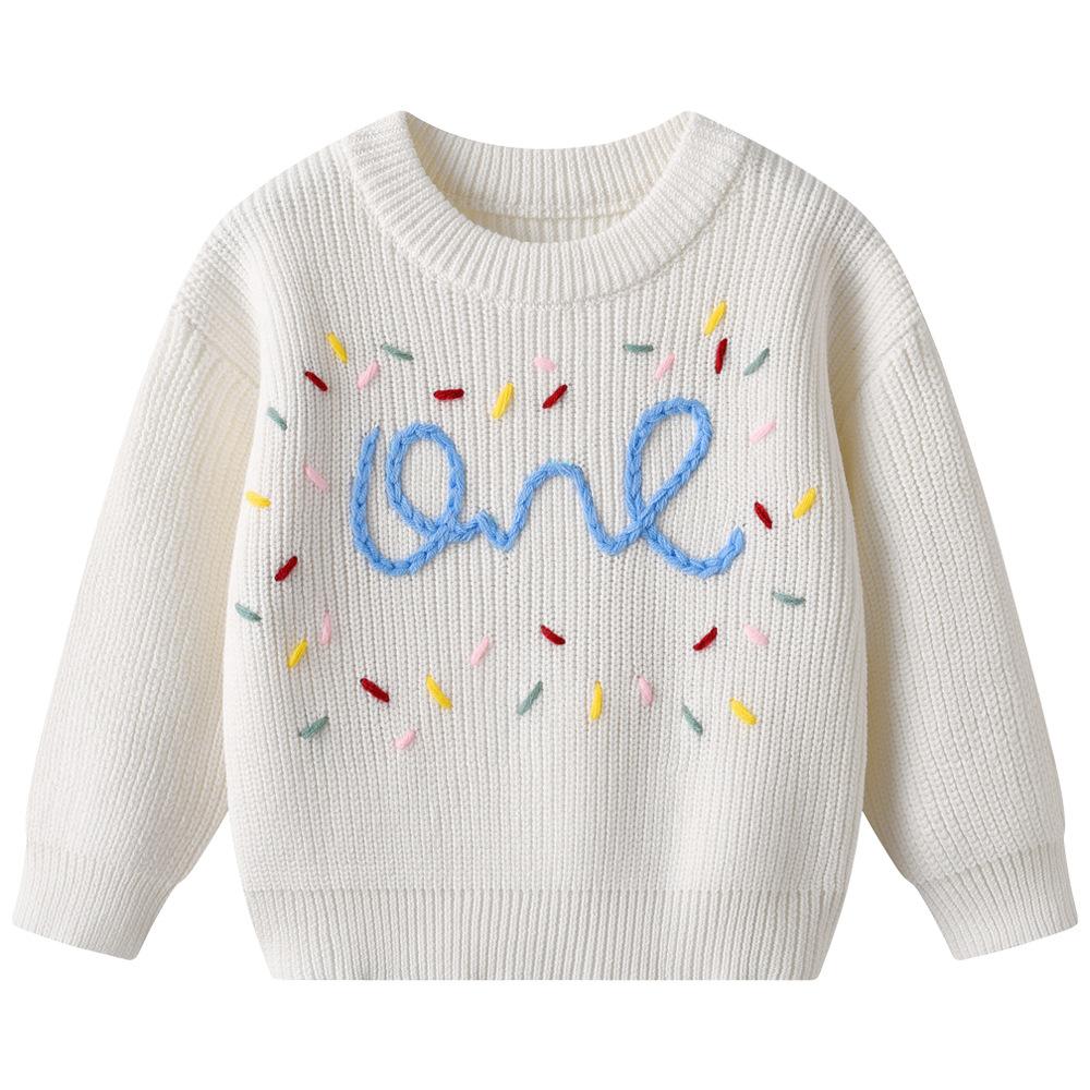 Autumn and Winter Baby Baby Bottoming Sweater Birthday Etsy Diys Hand-embroidered One Boy Girl Sweater