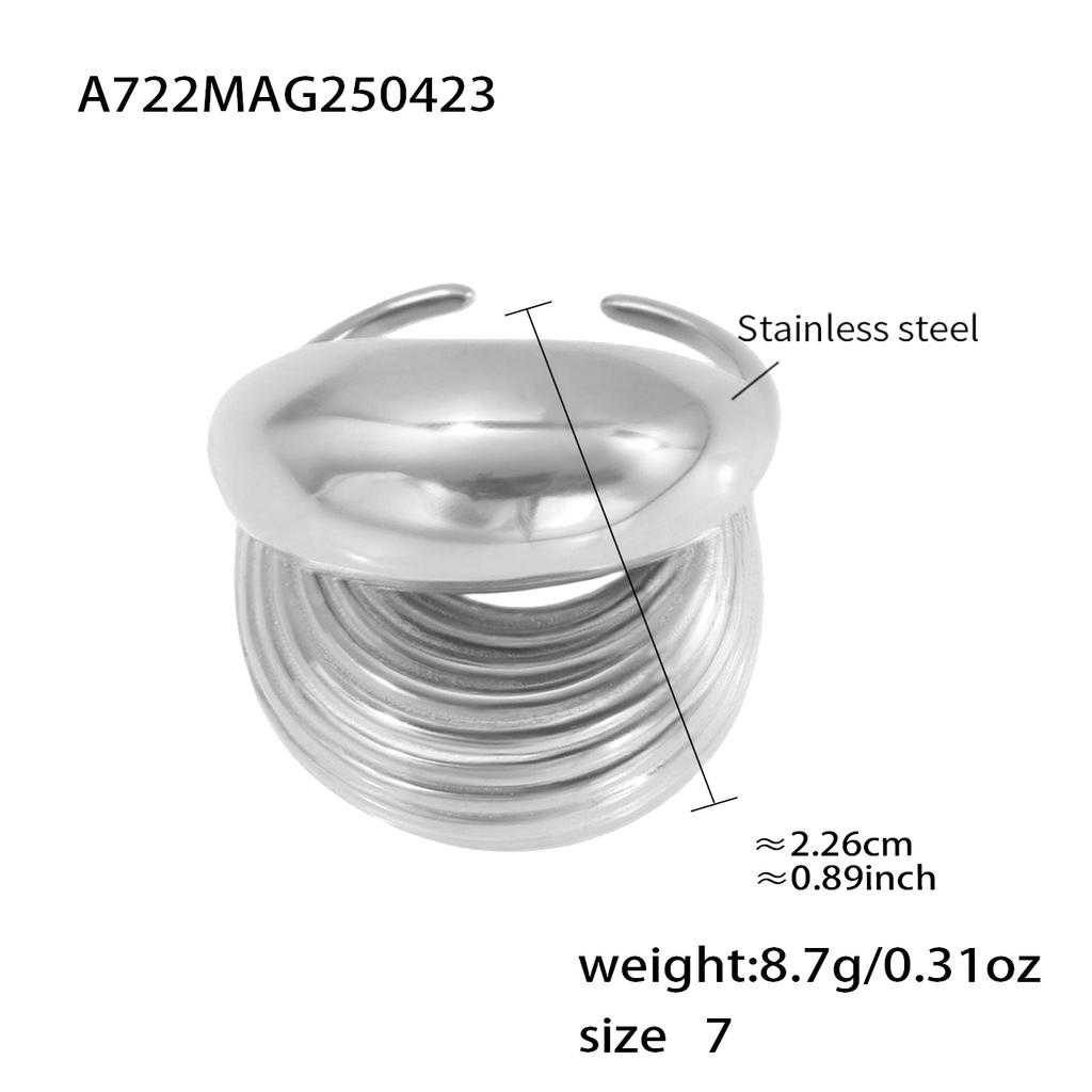 Two Layer Chunky Rings In Stainless Steel With 18k Gold Plated Waterproof Non Tarnish Open Ring For Women