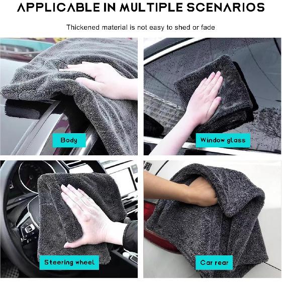 Microfiber Towels For Cars, 1200 GSM Ultra Thick 12.2"X12.2" Soft Car Detailing Drying Towel, Super Absorbent Double Twisted Loop Cloth Cleaning