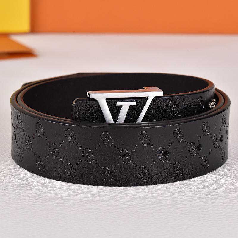 Herren Jugend Gürtel aus echtem Leder mit Karomuster und glatter Schnalle - Stilvoller Rindsleder Hüftgürtel für trendige Looks