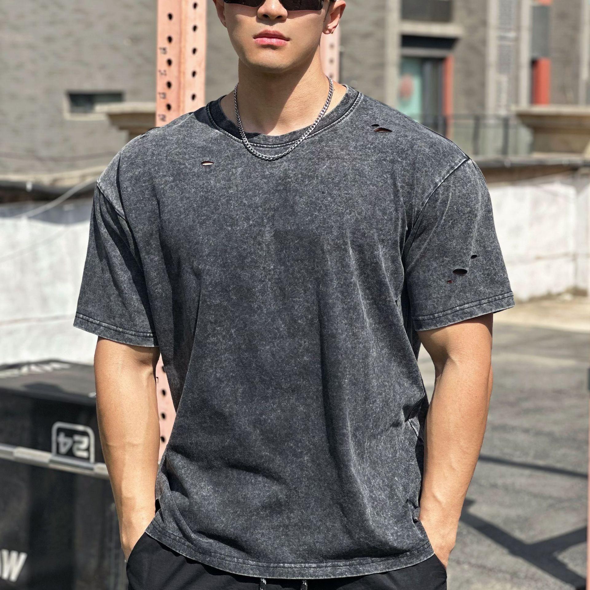 

Spring-Summer 2024 Men s Casual Trendy Washed Cotton T-Shirt XXXL хакі
